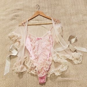 V day vintage 80's upcycled lingerie set bodysuit